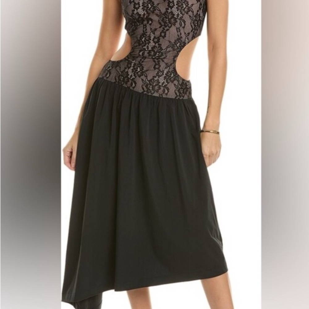 WeWoreWhat Black Lace Midi Dress